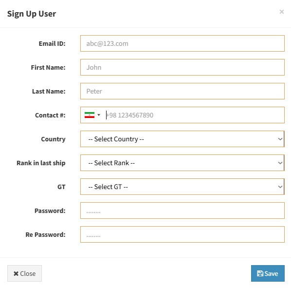 Profile setup screenshot
